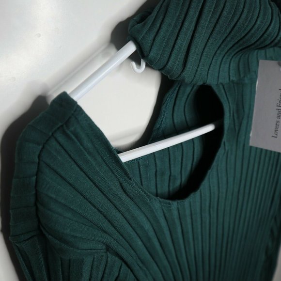 NWT Lovers + Friends Cut Out Turtleneck in Emerald Green SZ XL - Picture 5 of 10